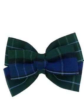 Back to School Uniform Plaid Small Bow with Heart Button Center- Plaid 96